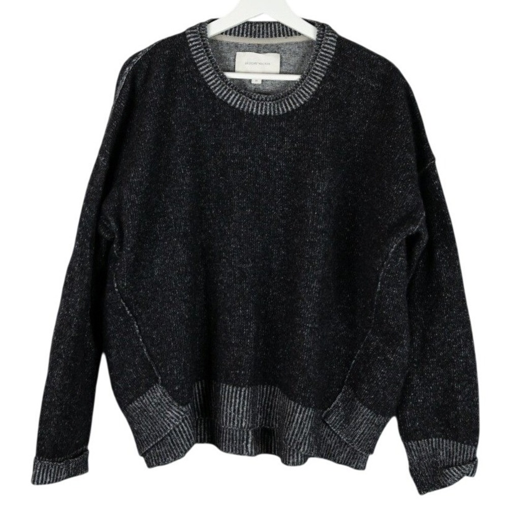 Brochu Walker Brighter Overlay Crew Black 100% Cashmere Sweater‎ women's Medium